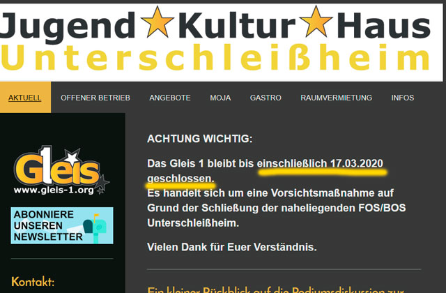 Gleis 1 geschlossen bis nächste Woche